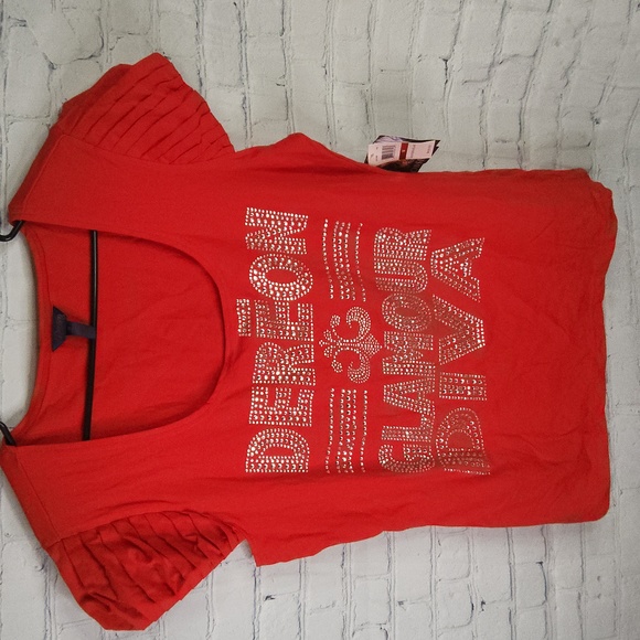 Vintage Beyonce Knowles Dereon red sequined top tee shirt blouse 1X - Picture 1 of 3